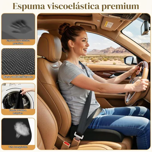 Vista 2 de TranquilRelax Cojín de asiento de espuma viscoelástica para silla de oficina, 3 pulgadas, color negro Medium-firm Support for Long Sitting