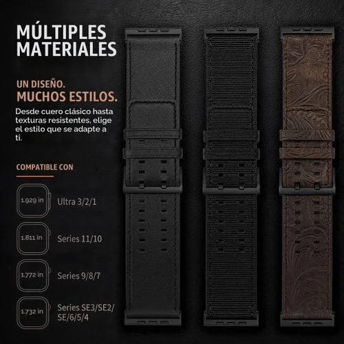 Vista 5 de Tefeca Correa Dual Series Compatible con Apple Watch Ultra 2/Ultra 49mm, Series 10 46mm, Series 9/8/7 45mm, SE2/SE/6/5/4 44mm