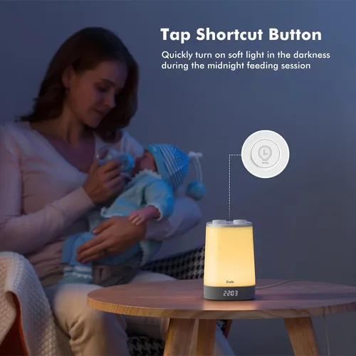 Vista 7 de Máquina de sonido para bebé, luz nocturna para niños, reloj despertador, máquina de ruido blanco para dormir, reloj de despertador para niños