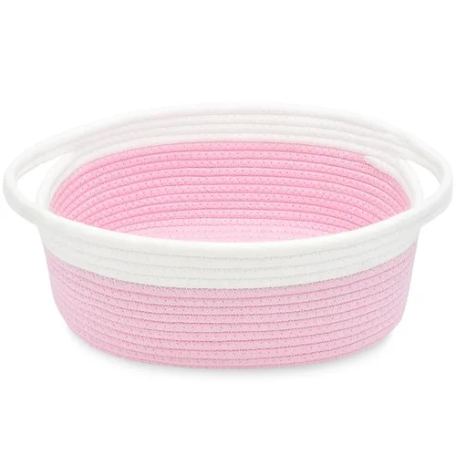 Vista 22 de ABenkle Cesta Pequeña con Asas - Contenedor de Almacenamiento Tejido de Cuerda Decorativo Duradero Cubo Organizador de Estante, Cesta de Regalo
