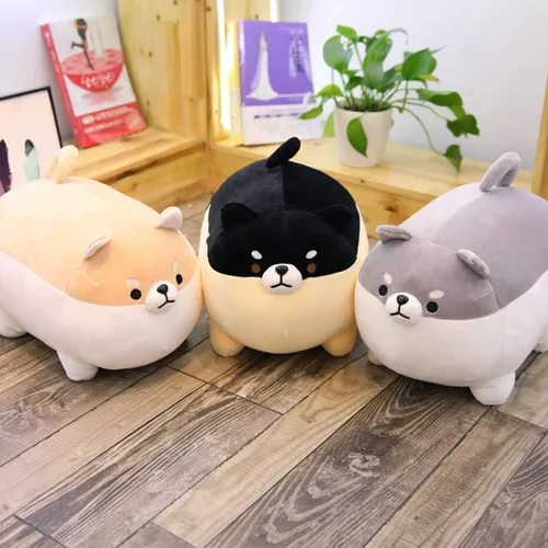 Vista 4 de EHOTONG Almohadas de peluche de perro Shiba Inu, juguete de peluche de animal Corgi para abrazar, regalos para niña y niño (negro, 30 cm)