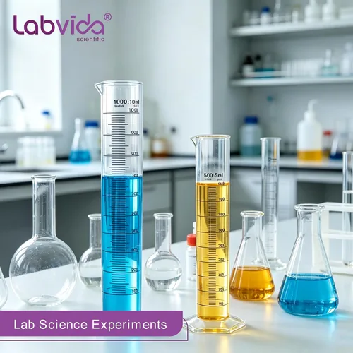 Vista 4 de Juego de cilindros de medición de plástico, 2 tamaños Vol.16.9 fl oz 33.8 fl oz, PP Material con graduación impresa azul, LVF004