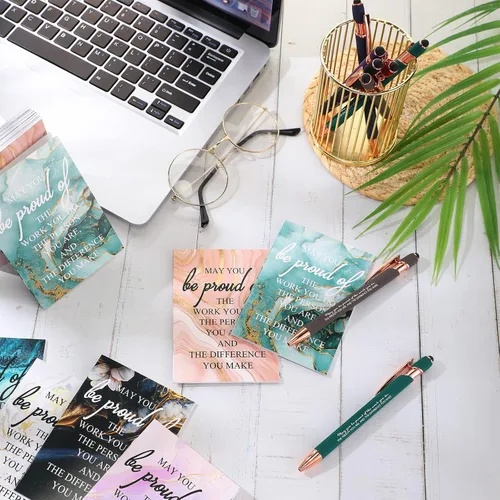 Vista 4 de Fuutreo 60 bolígrafos motivacionales, cuadernos, regalos a granel, con cita inspiradora, bolígrafo, bloc de notas de bolsillo pequeño, mini diarios