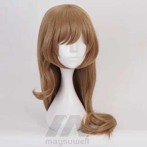 Vista 3 de Peluca de cosplay de anime de cabello largo marrón claro para Comic Con, espectáculo de cosplay, Halloween