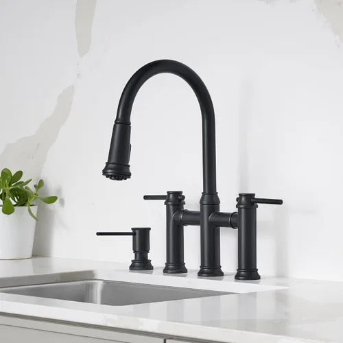 Vista 2 de Empressa - Grifo de puente desplegable (1.5 GPM, color negro mate)