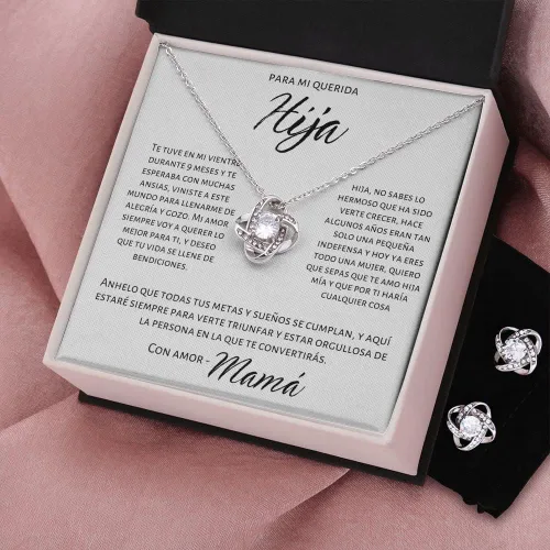 Vista 8 de Set de regalo para hija, collar de madre e hija, juego de regalo para hija, madre e hija, collar Mensaje personalizado de amor para mi hermosa hija