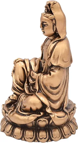Vista 7 de Fengshui Top Collection - Estatua de amuleto de resina Quan Yin para la paz y la felicidad de Asia oriental 5.8x5.8x9.3cm/2.2x2.2x3.6in