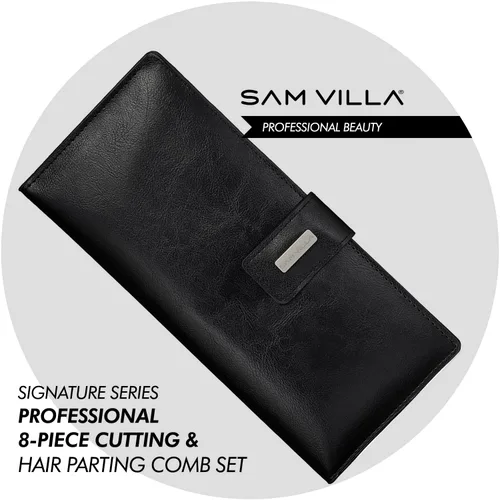 Vista 5 de Sam Villa Signature Series - Juego de 8 peines profesionales para cortar y separar el cabello con estuche