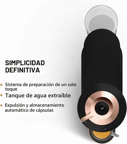 Vista 4 de Nespresso Vertuo Next - Máquina de café y espresso de De'Longhi con espumador de leche, 37.2 fl oz, color negro mate de lujo, oro rosa