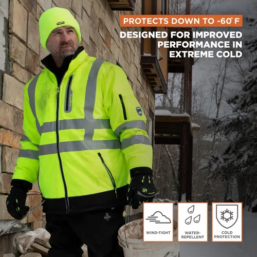 Vista 4 de RefrigiWear Chaqueta HiVis Extreme Softshell, abrigo aislante, clasificación de comodidad de -60°F