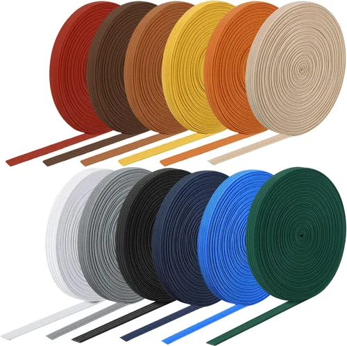 Vista 9 de WILLBOND 12 rollos de banda elástica colorida plegable, cordón elástico resistente, banda plana tejida para costura, manualidades, DIY, puños