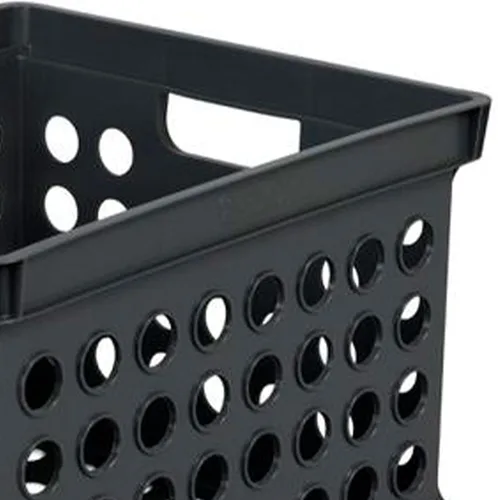 Vista 9 de Sterilite - Cajas de almacenamiento apilables de plástico con asas para organizar archivos para el hogar, oficina, dormitorio, garaje o área de Negro