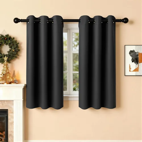Vista 55 de Cortinas de oscurecimiento de habitación de 45 pulgadas de largo para dormitorio y sala de estar, cortinas térmicas aislantes con ojales