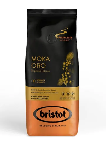 Vista 8 de Bristot Café molido 100% arábica – Espresso italiano delicado – Tostado medio – Café molido para moka, prensa francesa y filtro – 8.8 oz (250 g)