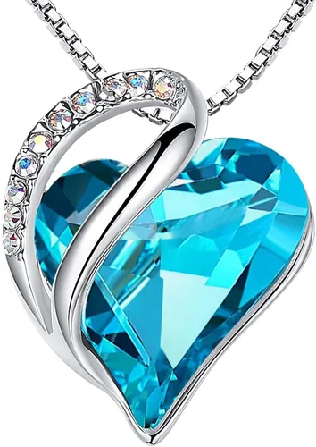 Vista 16 de Leafael - Collares para mujer, dije de corazón de amor infinito con cristales de piedra natal, cadena chapada en plata de 18 + 2 pulgadas, regalo
