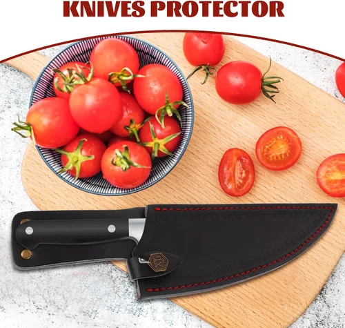 Vista 5 de CALLARON Funda de cuero para cuchillo de chef de 13 pulgadas, fundas portátiles para cuchillos, cubierta segura para cuchillos de chef, cubierta