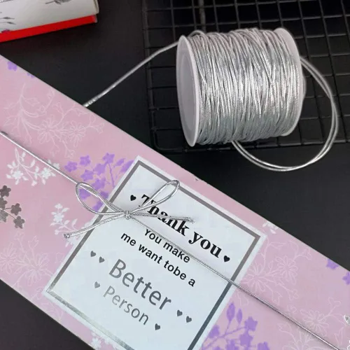 Vista 8 de 3 rollos de cordón elástico de oropel metálico, cinta elástica de 0.039 pulgadas para envolver regalos, fabricación de joyas, decoraciones