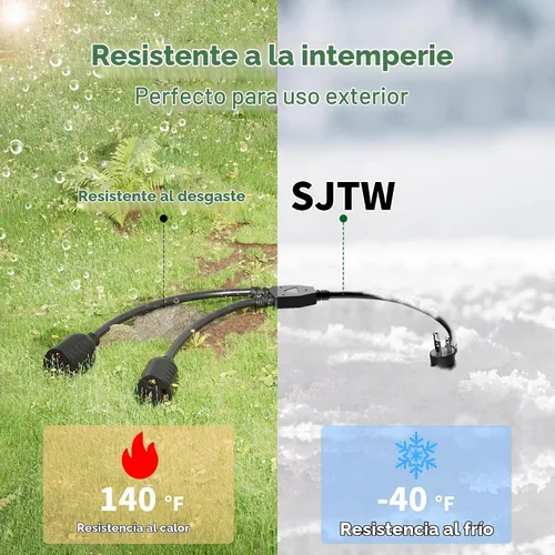 Vista 5 de Elecan Cable de extensión de alimentación divisor en Y de 3 clavijas de 1 FT, enchufe plano en ángulo de 45 grados, salida de 1 a 2 vías, ahorro