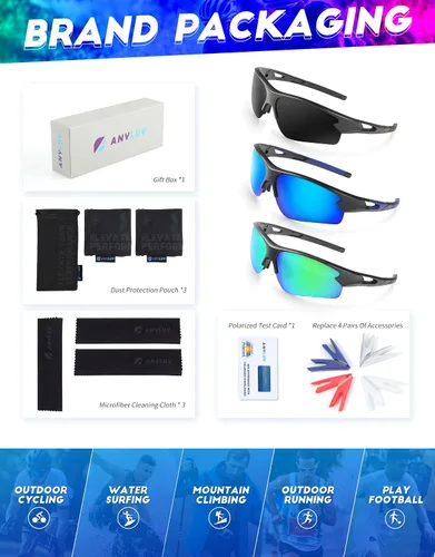 Vista 7 de ANYLUV Gafas de sol deportivas para hombres y mujeres, gafas de sol polarizadas ligeras mejoradas para hombre, protección UV para exteriores