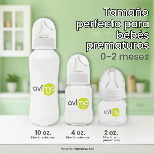 Vista 3 de Avima Biberón anticólico prematuro con pezón de flujo extra lento