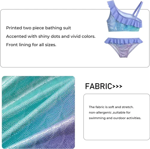 Vista 3 de Phineein Traje de baño tankini de 2 piezas para niñas con estampado de corazón y frutas tropicales