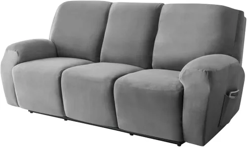 Vista 16 de Funda elástica para sofá reclinable, fundas de terciopelo para sillas reclinables de 3 cojines, 8 piezas, fundas protectoras para muebles