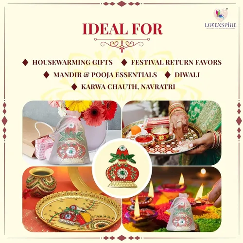 Vista 8 de LOVENSPIRE Paquete de 10 soportes decorativos Kalash Haldi Kumkum Roli Chawal/soporte de arroz Indio Festival Favor Diwali Rakhi Pooja Mandir Tika