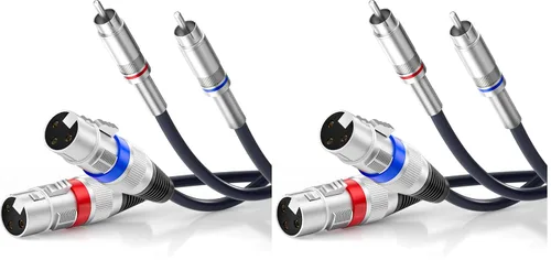 Vista 10 de tisino Cable doble XLR a RCA, cable de conexión de 2 XLR hembra a 2 RCA macho, conexión de audio estéreo de alta fidelidad, cable de interconexión