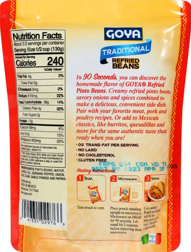 Vista 2 de Goya Foods - Bolsa tradicional de frijoles pintos refritos, 15 onzas (paquete de 12)