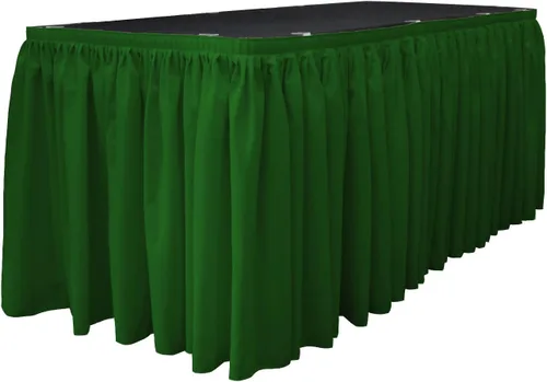 Vista 31 de LA Linen Falda de mesa de popelina de poliéster para mesas rectangulares, tela plisada para banquetes de boda, 14 pies por 29 pulgadas de largo