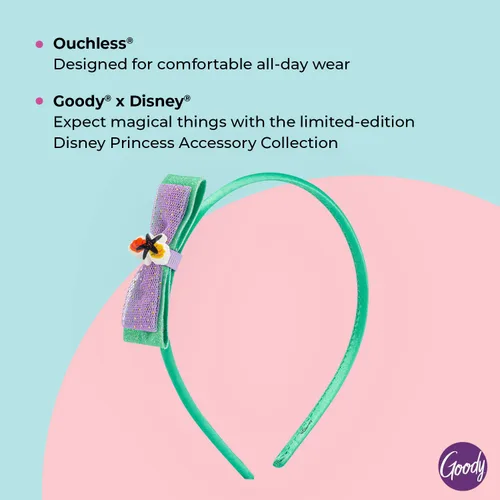 Vista 3 de Goody Ouchless - Diadema para todo tipo de cabello, princesa Disney, Ariel, ajuste cómodo para todo el día, hermoso diseño para un