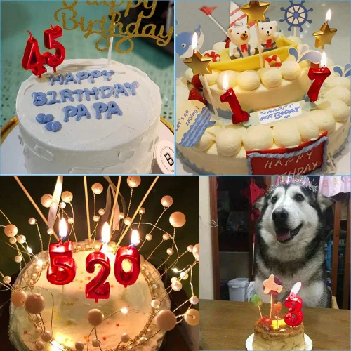 Vista 4 de NEWCANDLE - Velas de cumpleaños con purpurina roja
