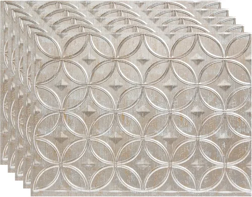 Vista 31 de FASÄDE Anillos Panel de Revestimiento Decorativo de Vinilo de 18 x 24 pulgadas en Bronce Argent (Paquete de 5)