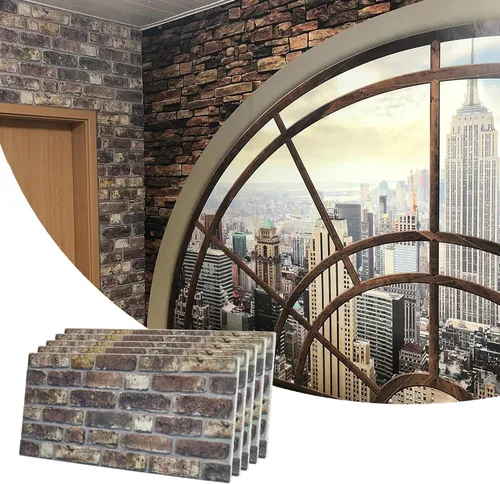 Vista 11 de Dundee Deco Paneles de pared 3D de ladrillo sintético, revestimiento, paneles de pared con aspecto de piedra gris, revestimiento de espuma
