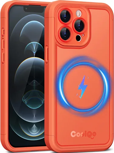 Vista 35 de COOLQO Funda magnética para iPhone 12, doble capa mate resistente a los arañazos, color negro