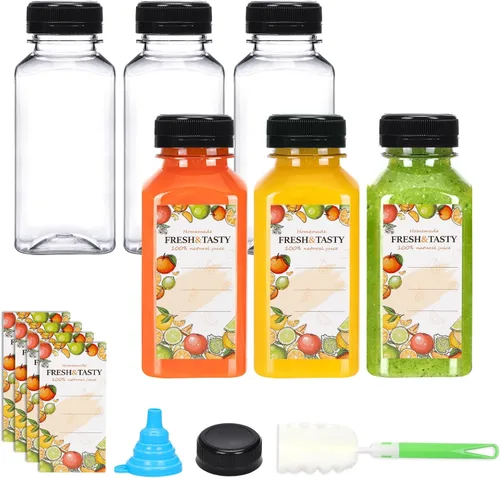 Vista 20 de TOMNK 12 botellas de plástico de 2 onzas con tapas, recipientes reutilizables transparentes a granel para bebidas de jengibre shot, jugo, leche