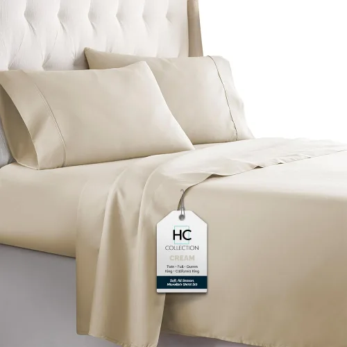 Vista 20 de HC COLLECTION Juego de sábanas para cama individual con 1 funda de almohada, sábanas de microfibra cepillada de 1800 hilos de lujo hotelero Serie