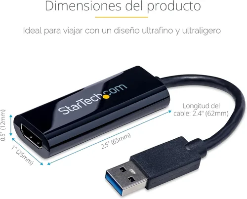 Vista 6 de StarTech.com Adaptador USB 3.0 a HDMI, convertidor de monitor USB a HDMI para Windows, 1080P, TAA (sin soporte para macOS/ChromeOS/Linux) USB