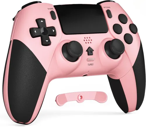 Vista 9 de CHEREEKI Controlador inalámbrico para PS4 con 2 botones macro, audio de 3.5mm y función Turbo, control de movimiento de 6 ejes, vibración dual