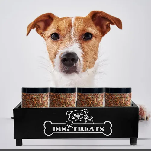 Vista 6 de Contenedor grande de golosinas para perros, tarro de galletas para perros y gatos, contenedor de almacenamiento de golosinas de madera