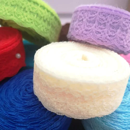 Vista 3 de 20 rollos de cinta de encaje de tela con patrón floral de color mixto de 200 yardas