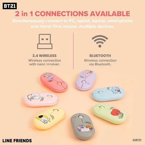 Vista 3 de Hamee BT21 My Little Buddy Series Mouse para portátil, iPad, MacOS, PC, Windows, Android - CHIMMY