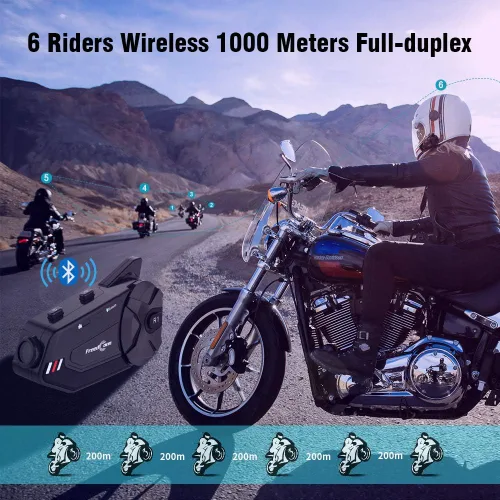 Vista 3 de FreedConn R1plus - Casco de motocicleta con Bluetooth e intercomunicador con cámara 1080P y radio FM 1000 M.