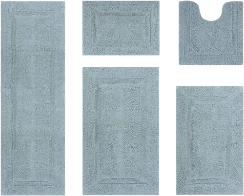Vista 45 de Better Trends - Juego de 2 alfombras de baño 100% algodón, extra suaves, con borlas, de 17" x 24", alfombra de baño superabsorbente y reversible