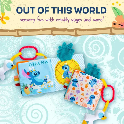 Vista 4 de Kids Preferred Disney Baby Lilo & Stitch Soft Book: libro suave Stitch ON-The-GO, color azul, mediano
