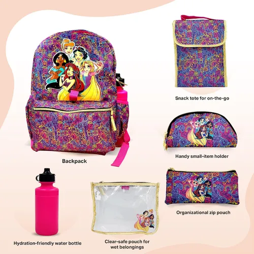 Vista 2 de Juego de mochila de 16 pulgadas para niñas y niños, mochila escolar para niños de jardín de infantes y primaria con accesorios para la escuela
