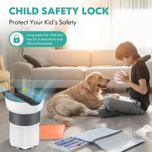 Vista 8 de PETSITE Purificador de aire de 1300 pies cuadrados para habitaciones grandes, filtro de aire HEPA verdadero H13 con 4 velocidades de ventilador