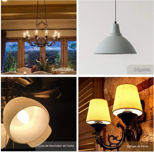 Vista 3 de Simba Lighting Candelabro CA10 con punta de llama esmerilada de 25 W, base E12 (paquete de 12) bombillas incandescentes decorativas de 120 V
