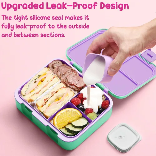 Vista 8 de Fimibuke Lonchera Bento para niños con tarro para alimentos, contenedor de almuerzo para snacks de 32OZ con 3 compartimentos, bolsa de almuerzo