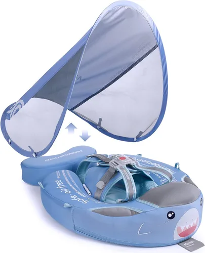 Vista 14 de HECCEI - Flotador en forma de aeroplano número 07 Mambobaby para bebé con toldo para el sol, añadir cola, color rosa